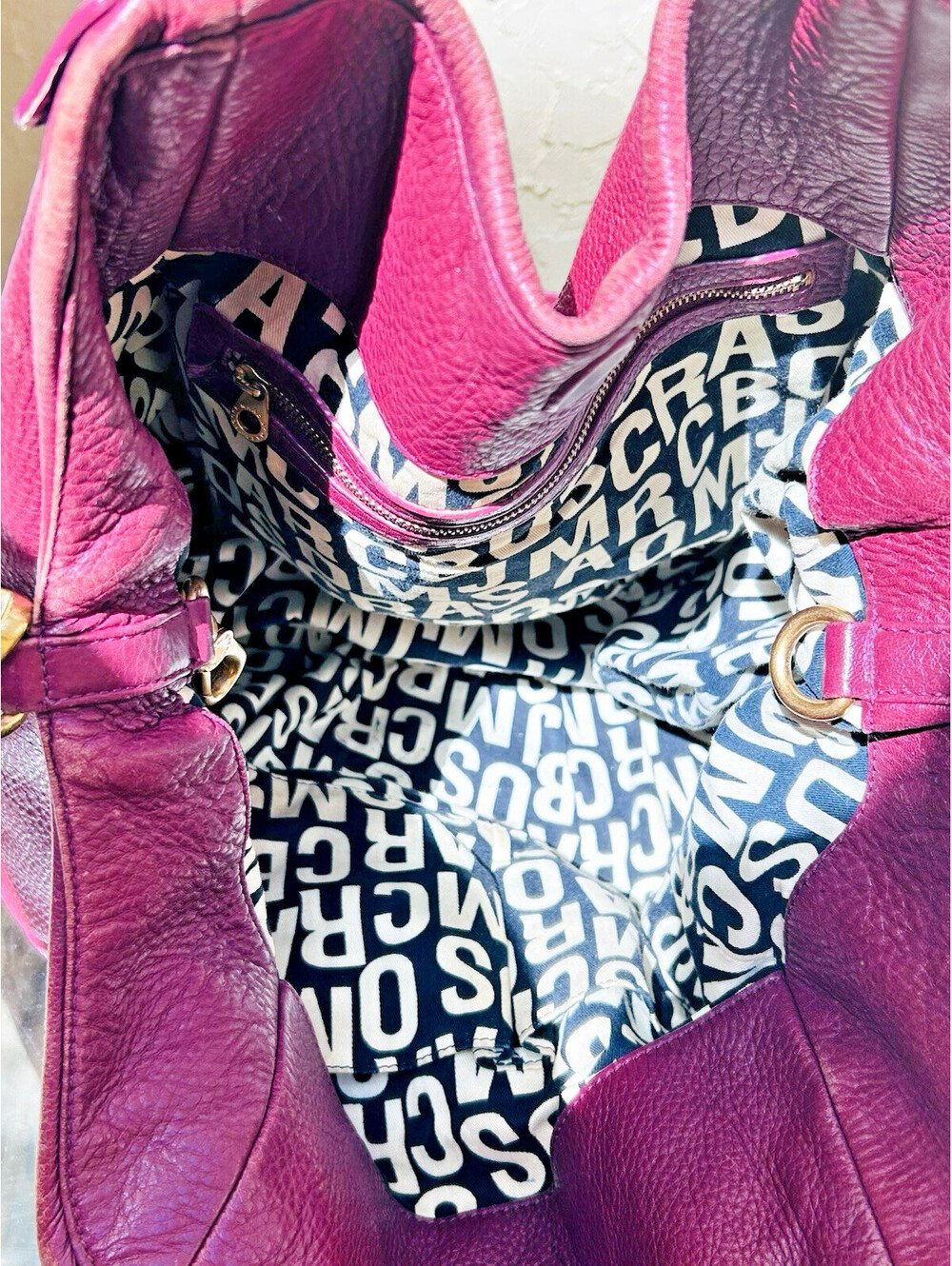 Vtg MARC by MARC JACOBS Classic Q Francesca Pebbled Leather Designer Lux Bag Y2K - Picture 9 of 15